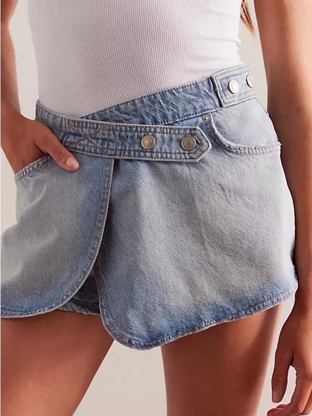 ISO Free People Maxine Denim Wrap Skort